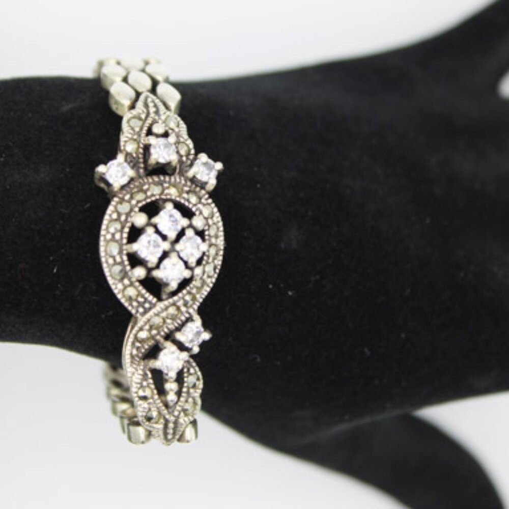 925 Marcasite Rhinestone Bracelet - Picture 4 of 8